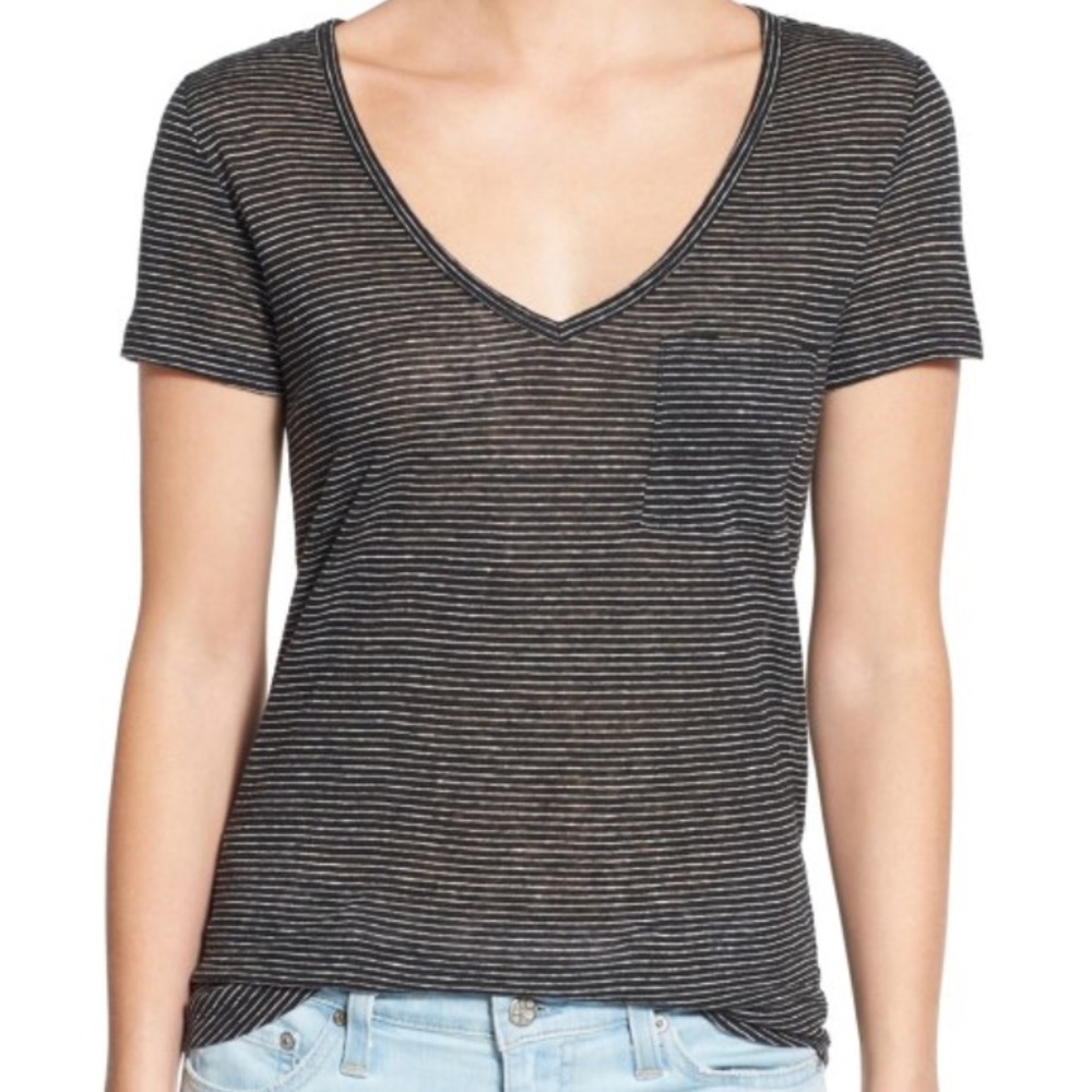 Paige Denim Lynnea Stripe 100% Linen Tee